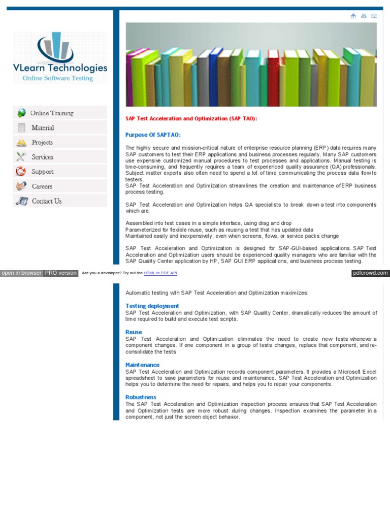 SAP - Test Acceleration & Optimization | PDF | Business Process ...
