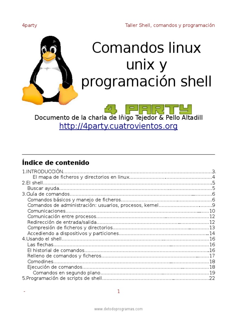 Comandos Linux Unix y Programación SHELL PDF | PDF | Interfaz de línea ...
