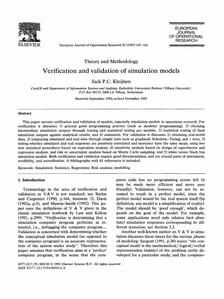 Verification and Validation of Simulation Models | PDF