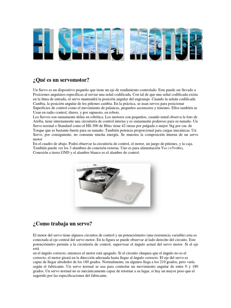 Qué Es Un Servomotor PDF Esfuerzo de torsión Eje