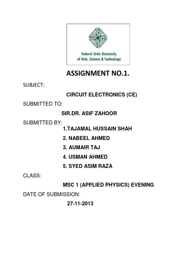 Circuit Electronics Assignment | PDF | Science & Mathematics ...