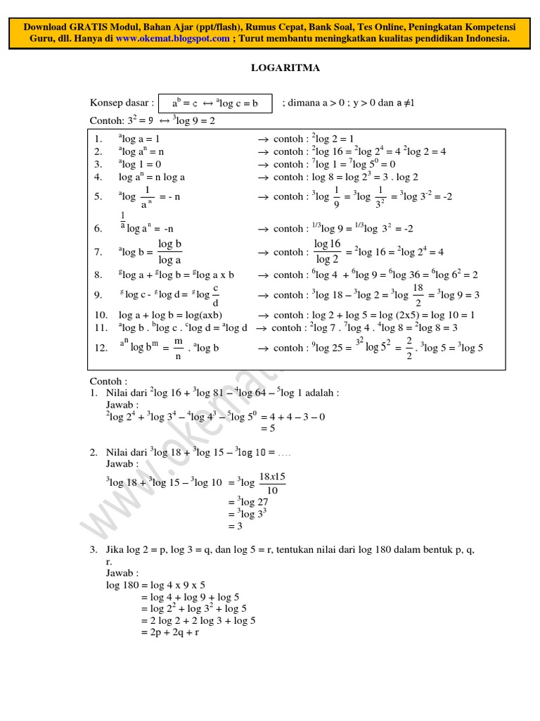 Logarithm Concepts and Exercises | PDF | Computers | Technology ...