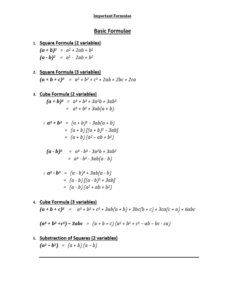 Basic Formulae Series Pdf