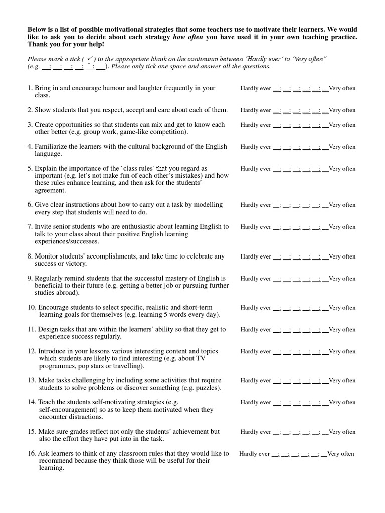 Motivational Strategies English | PDF | Curriculum | Classroom