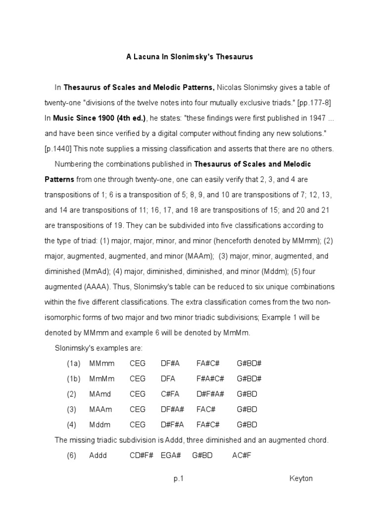 A Lacuna in Slonimsky Thesaurus PDF Music Theory Elements Of Music