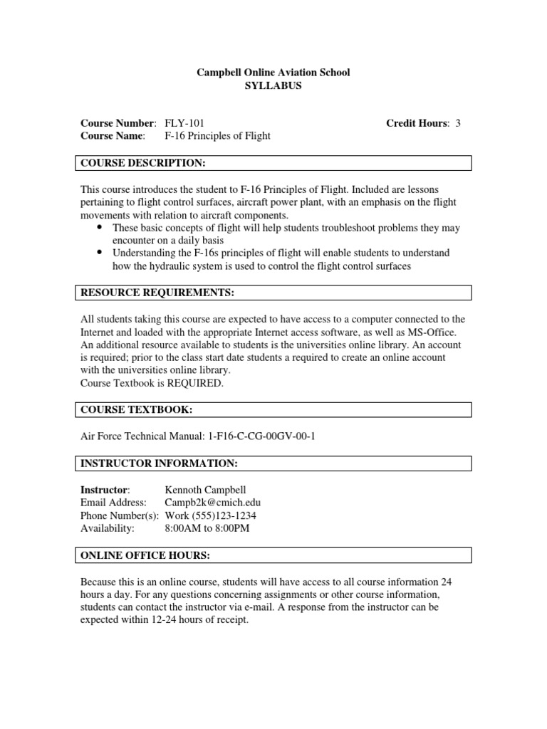 F-16 Flight Principles Course Syllabus | PDF | Lift (Force) | Airfoil