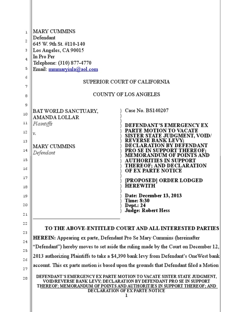 Emergency Motion to Vacate Judgment | PDF | Pro Se Legal Representation ...