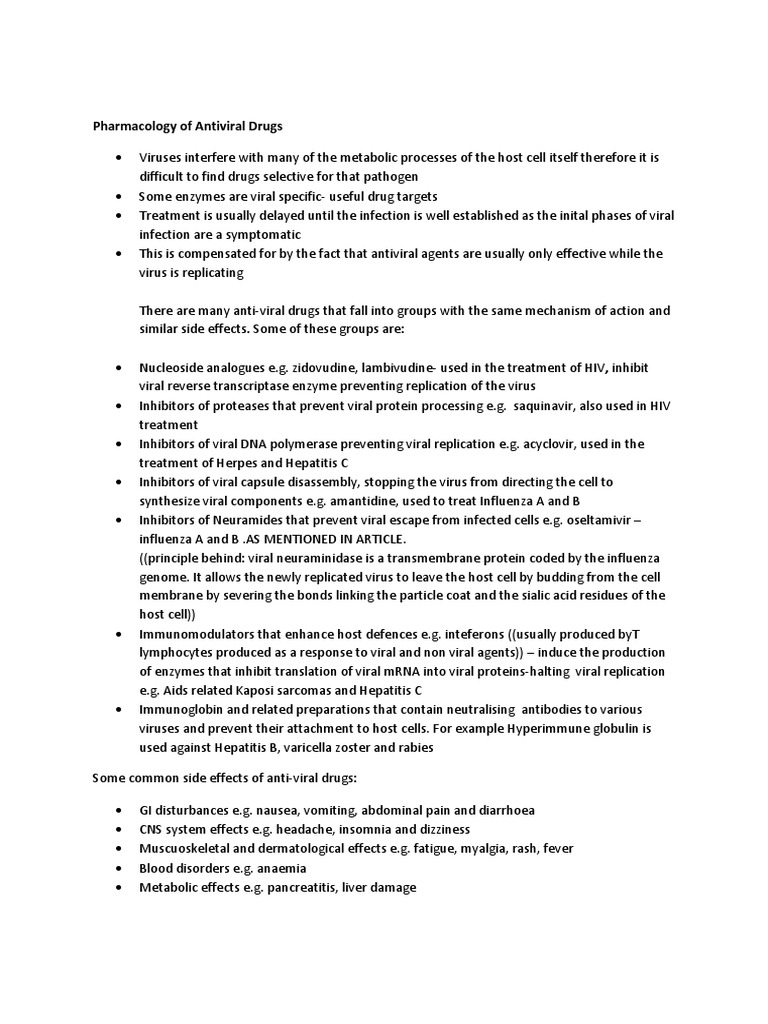 Pharmacology of Antiviral Drugs | PDF | Antiviral Drug | Virus