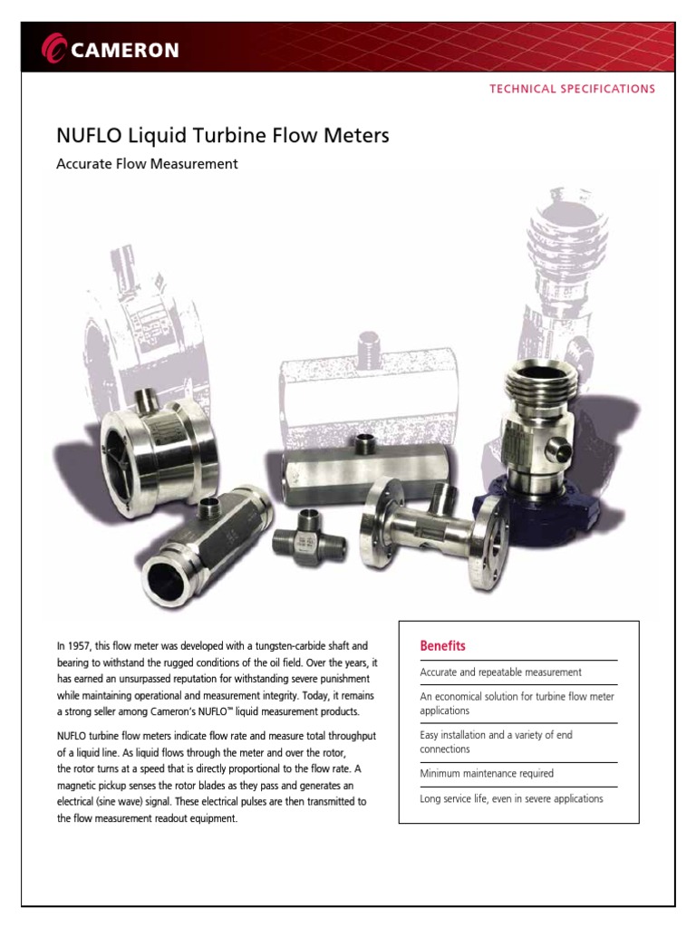 AD01166M NUFLO Liquid Turbine Flow Meters Data Sheet PDF Flow Measurement Turbine