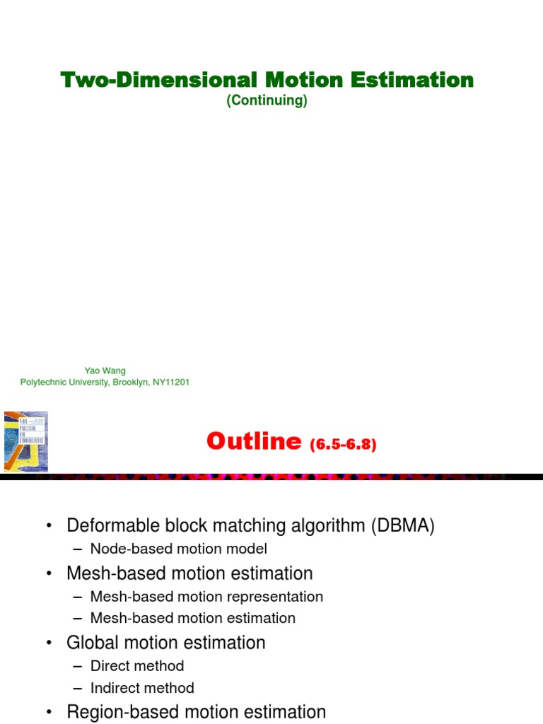 Two-Dimensional Motion Estimation Techniques | PDF | Robust Statistics ...
