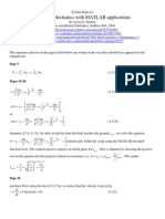 Classical Mechanics With MATLAB Applications: Corrections To