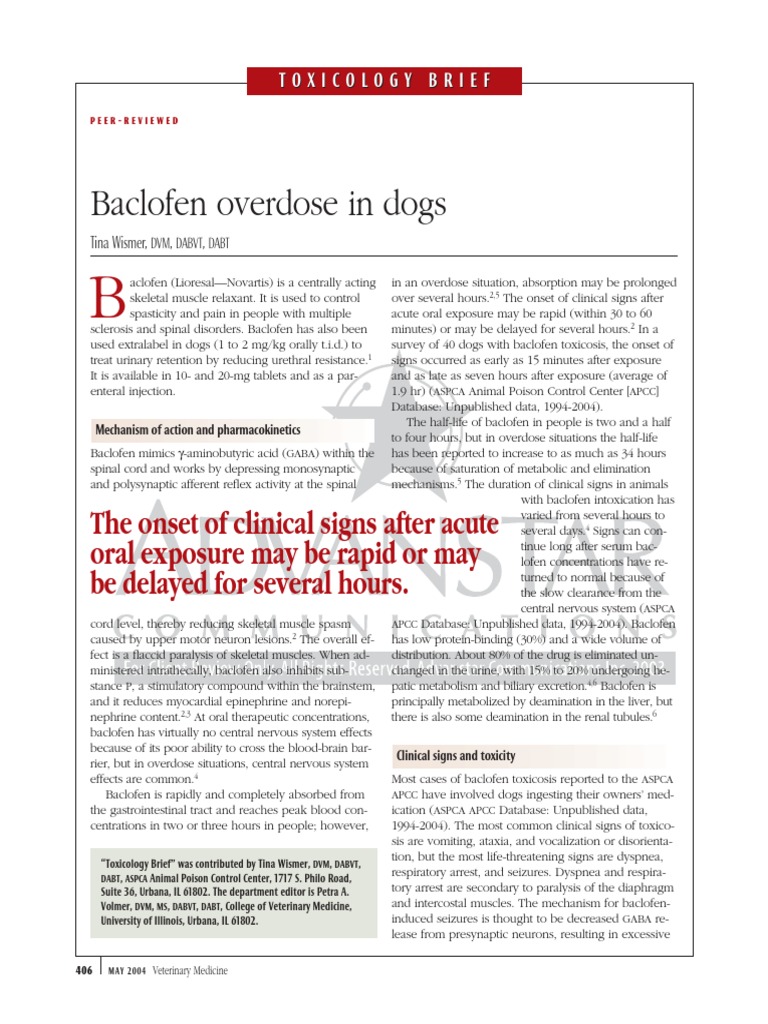 Baclofen Overdose in Dogs Medicine Drugs