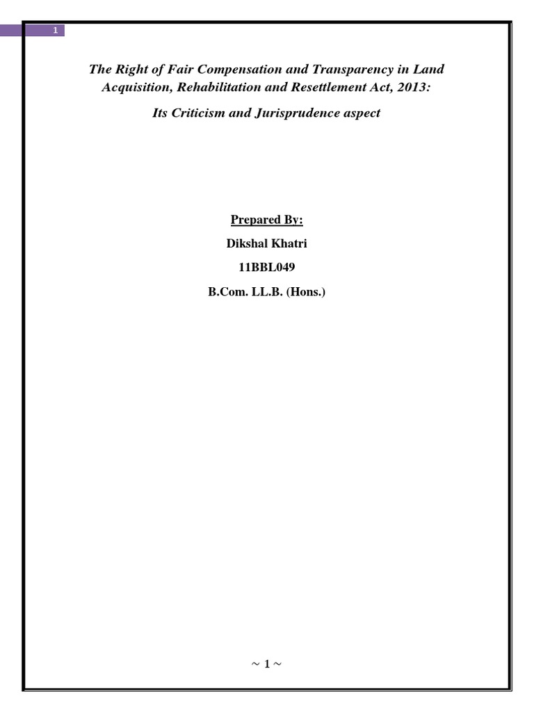 Fair Compensation in Land Acquisition Act | PDF | Eminent Domain | Virtue
