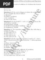 MCQs On Correlation and Regression Analysis