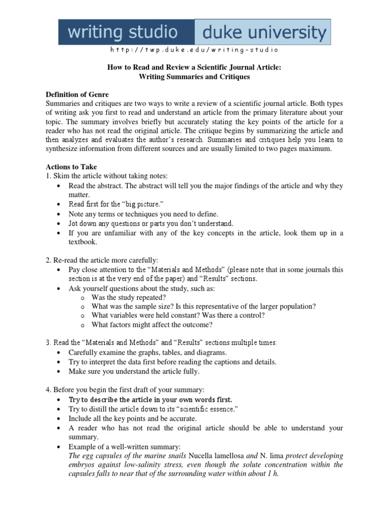 Scientific Article Review - Original | PDF | Science | Abstract 