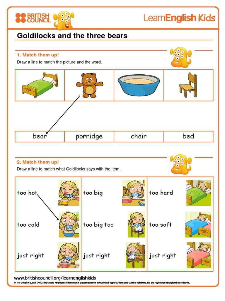 Stories Goldilocks and The Three Bears Worksheet | PDF | Language Arts & Discipline for Free Printable Goldilocks And The Three Bears Story Sequencing Pictures