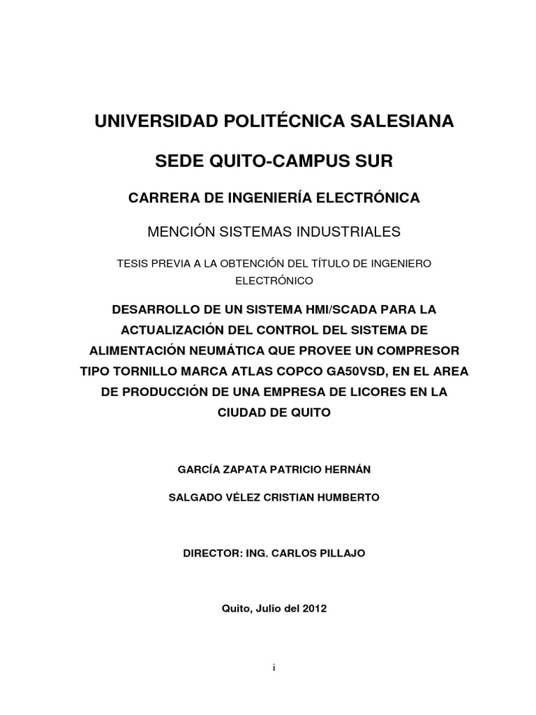 Sistema HMI/SCADA para Compresor Neumático | PDF | Compresor de gas ...