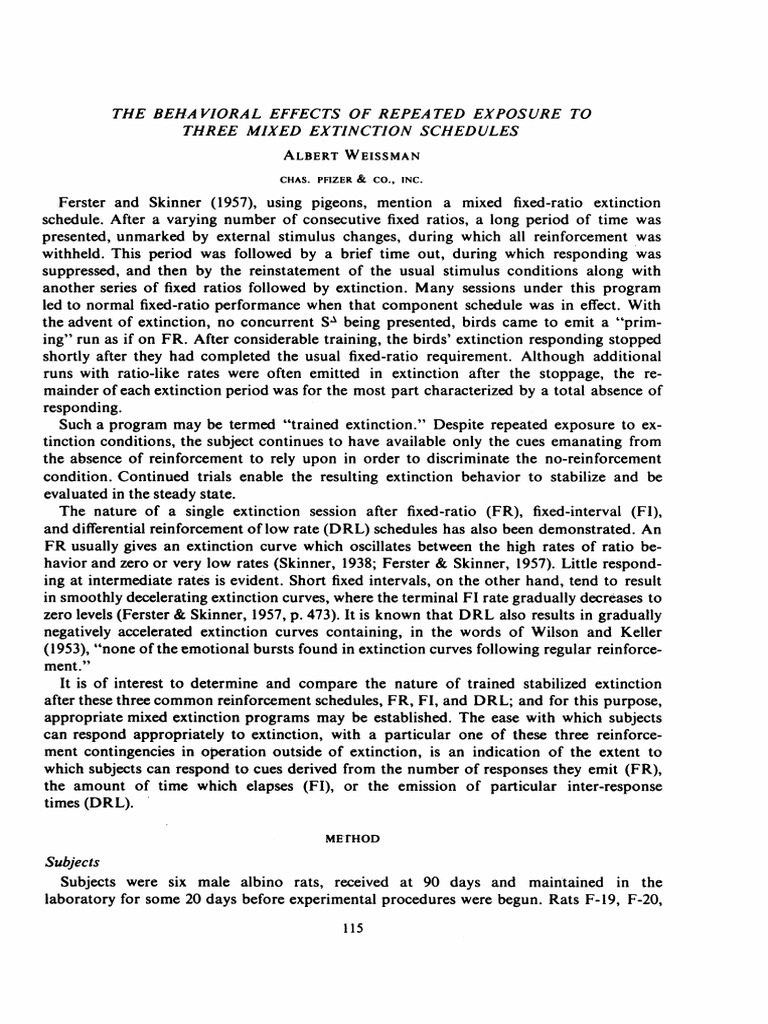 The Behavioral Effects of Repeated Exposure To Three Mixed Extinction ...