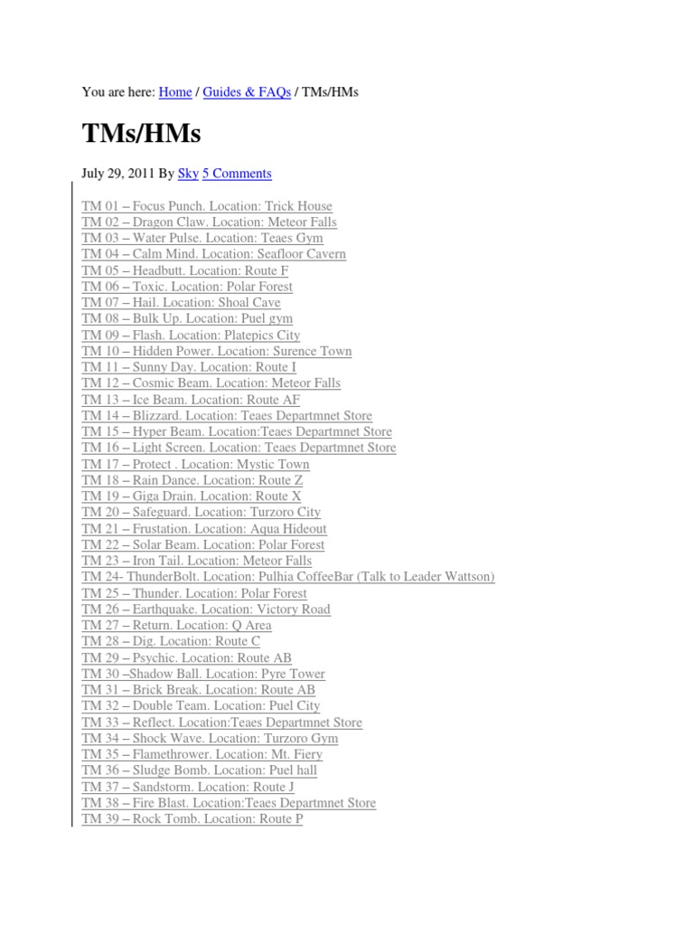 TMS/HMS: Home Guides & Faqs | PDF