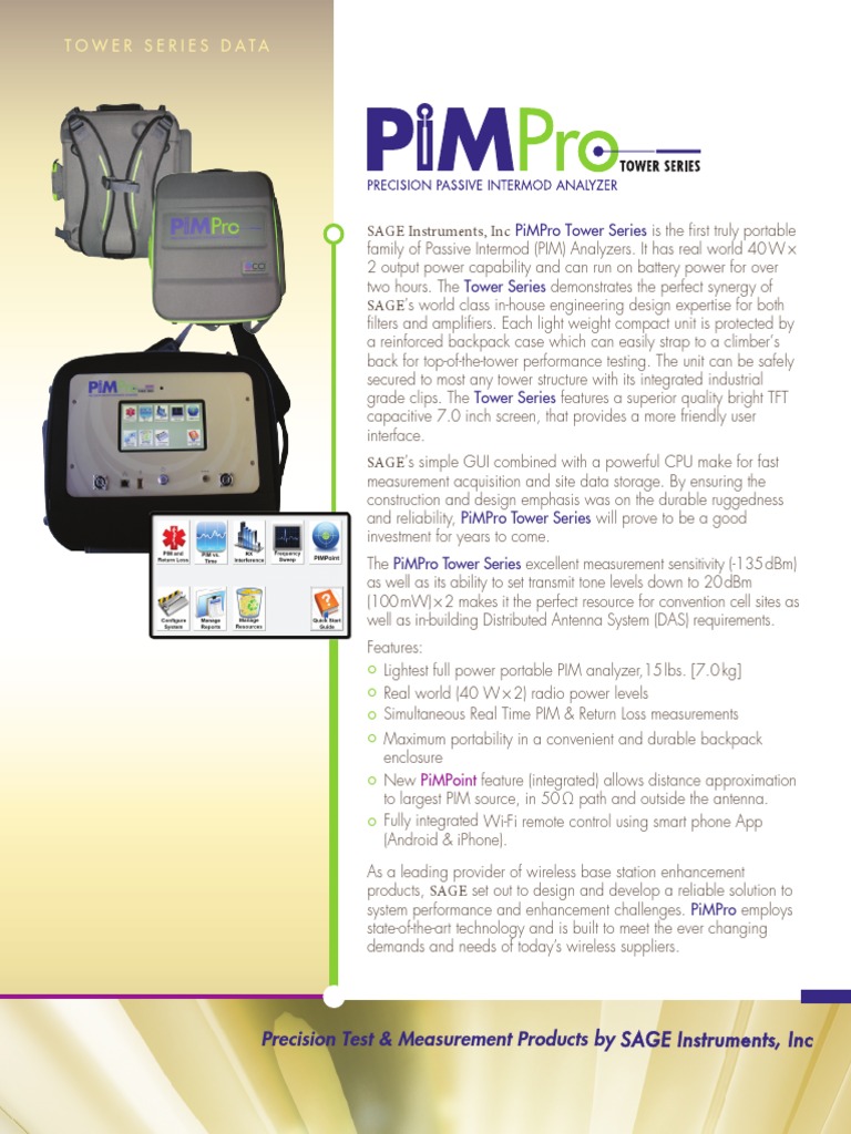 PIMPro Tower Data Sheet Final - SAGE | PDF | Battery (Electricity ...