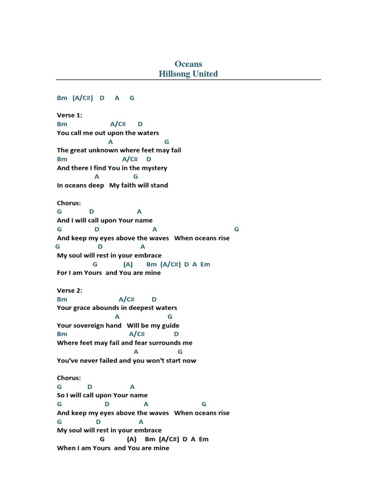 Oceans - Hillsong United | Pdf