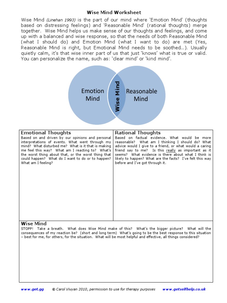 Wise Mind Worksheet
