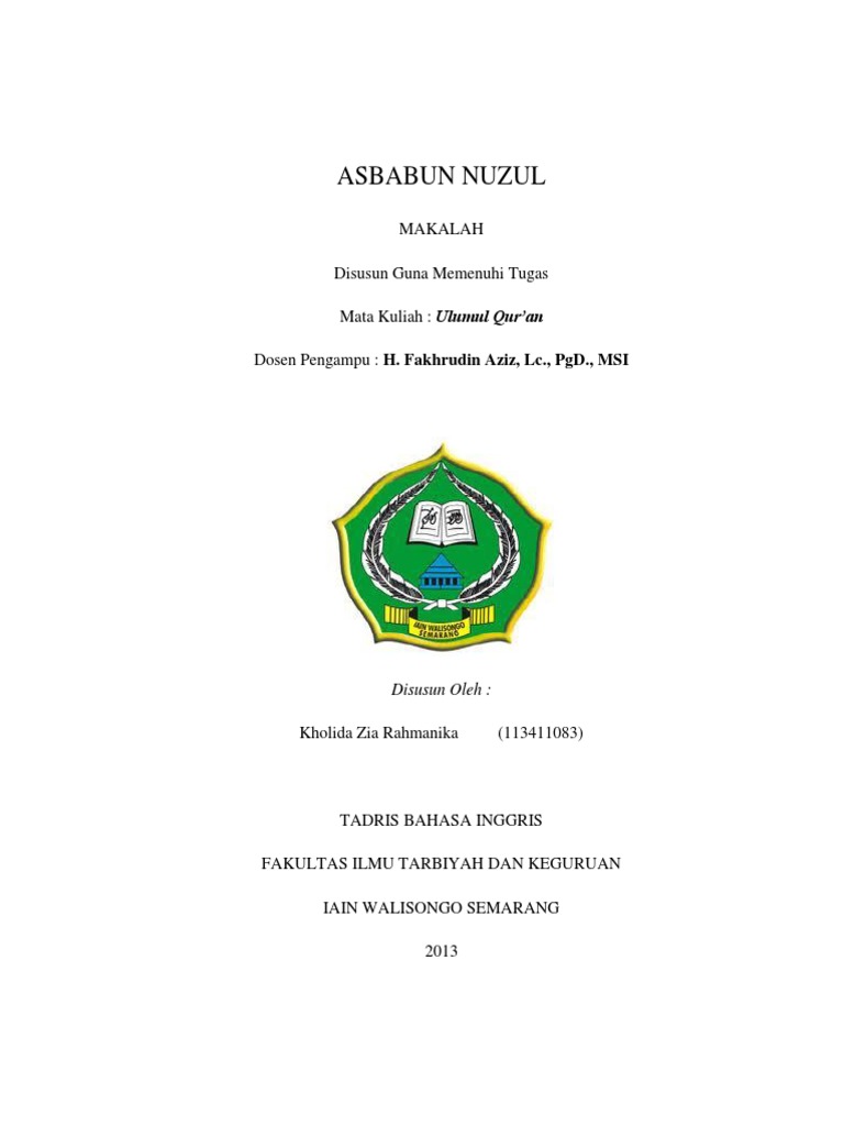 Asbabun Nuzul Ulumul Qur An