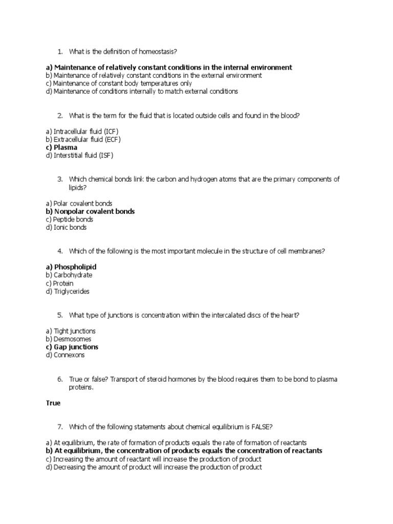 Practice Questions From Lecture | PDF | Membrane Potential | Hormone