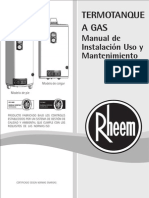 Manual Termotanques Rheem - Linea Gas