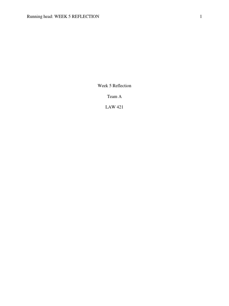 Running Head: WEEK 5 REFLECTION 1 | PDF