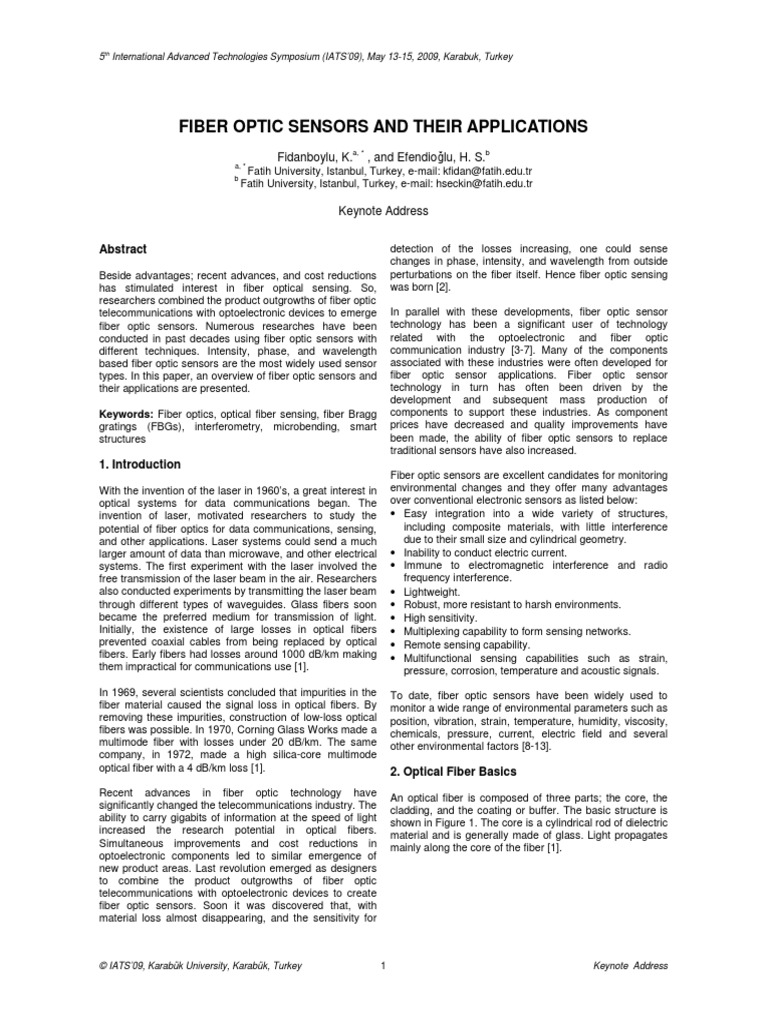 Fiber Optic Sensor and Their Applications | PDF | Optical Fiber ...