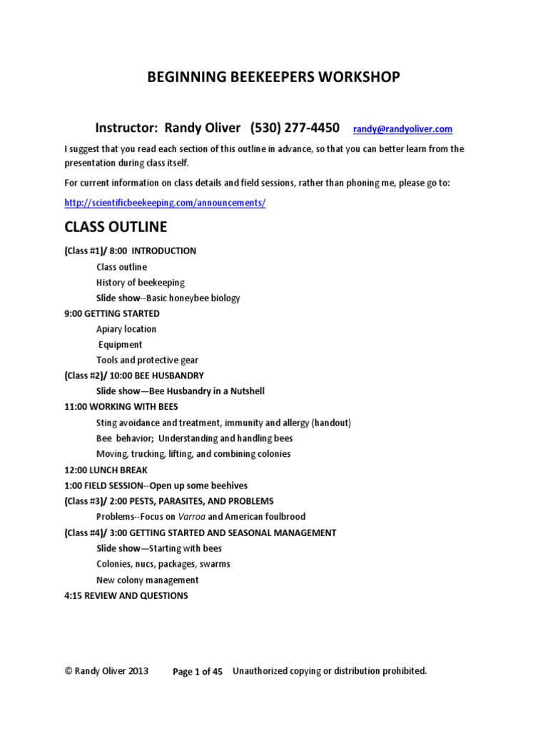 Beginners Outline PDF | PDF | Beekeeping | Honey Bee