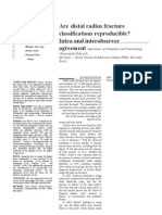 Are Distal Radius Fracture Classifications Reproducible? Intra and Interobserver Agreement