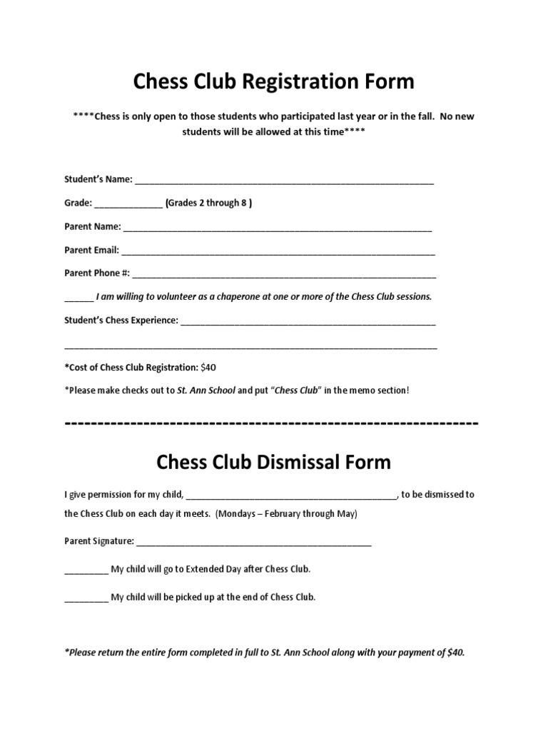 Chess Club Dismissal Form | PDF
