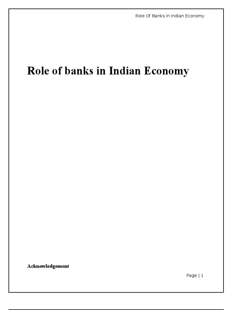 Role of Banks in Indian Economy | PDF | Reserve Bank Of India | Banks