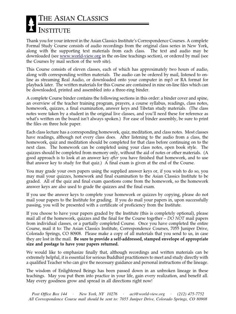 Asian Classics Institute Courses Overview | PDF | Foreign Language Studies