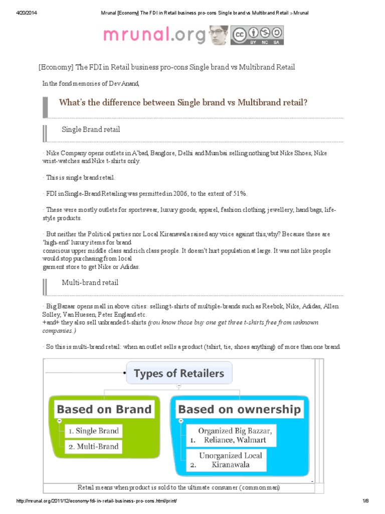 Analysis of the Key Differences Between SingleBrand Retail and Multi
