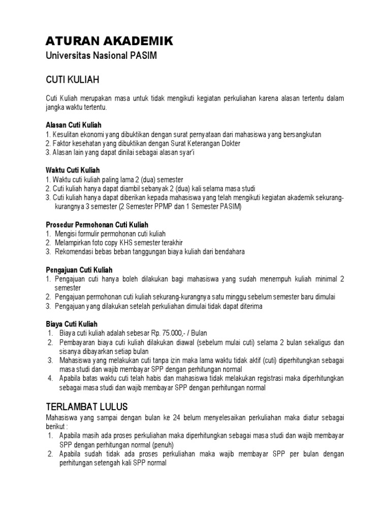 Contoh Surat Izin Cuti Kuliah 1 Semester