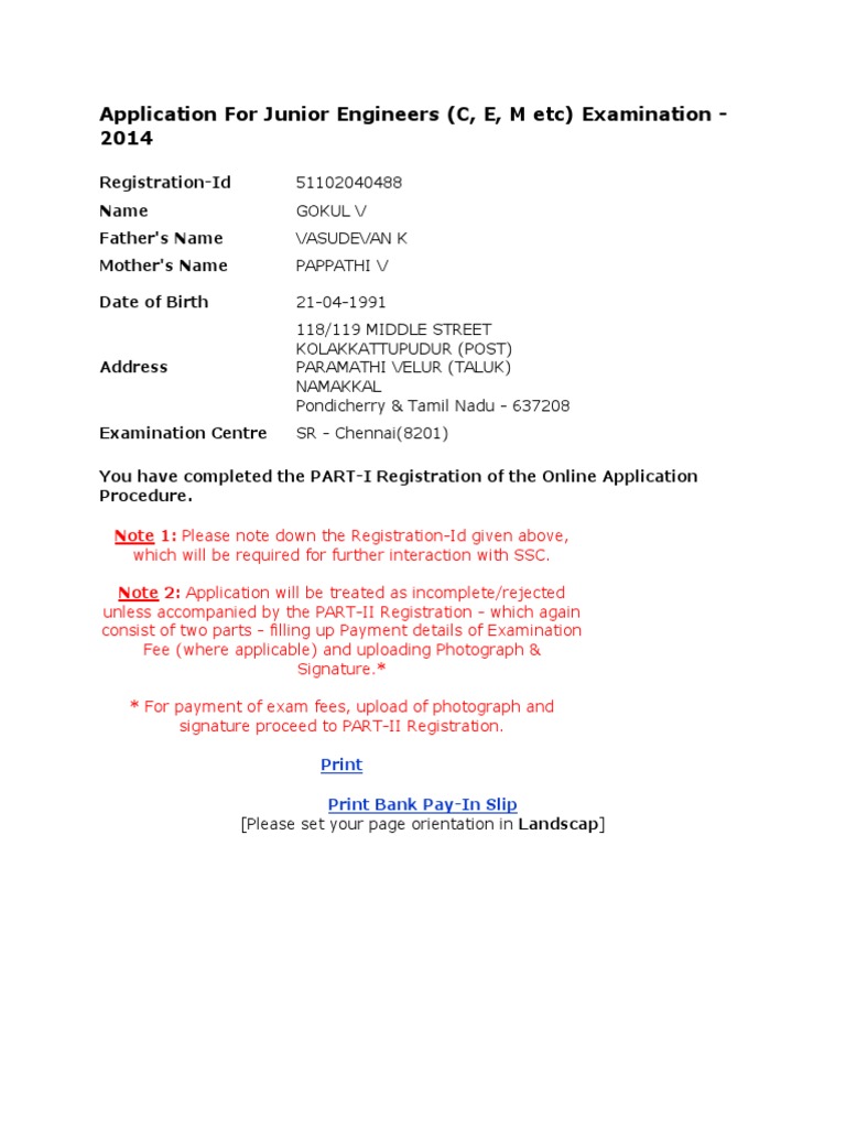 Junior Engineer Exam Application 2014 | PDF | Finance & Money Management