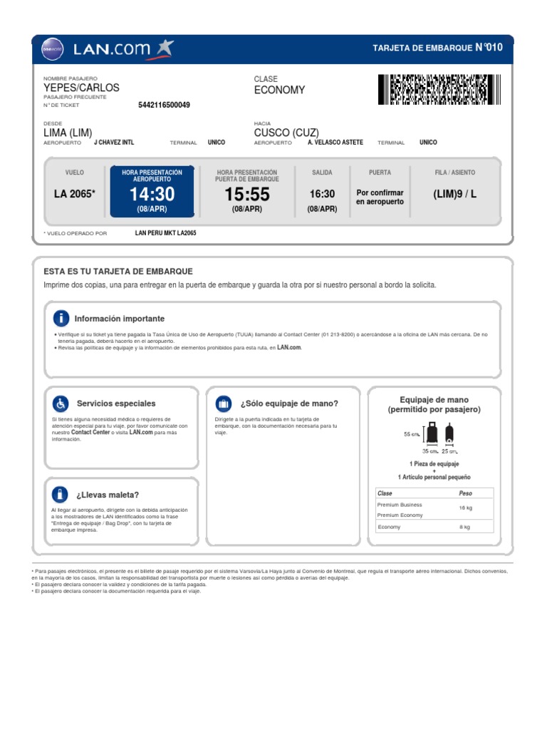 Tarjeta Embarque | PDF