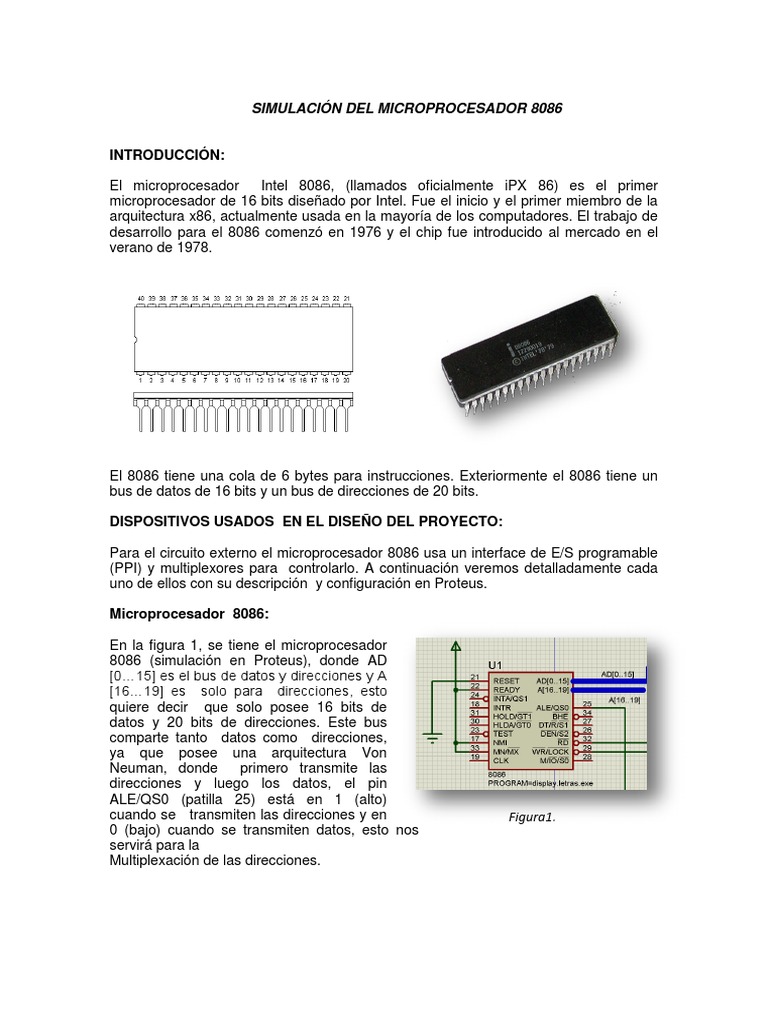Simulación Del Microprocesador 8086 | PDF | Circuito integrado | Datos ...