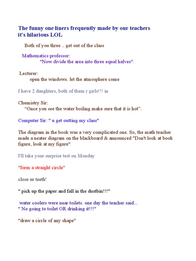 Funny One Liners | PDF | Art | Mystery, Thriller & Crime Fiction
