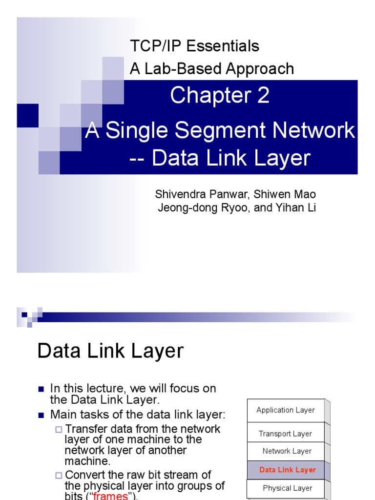 A Single Segment Network - Data Link Layer: TCP/IP Essentials A Lab ...