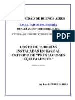 Costos de tuberías equivalentes