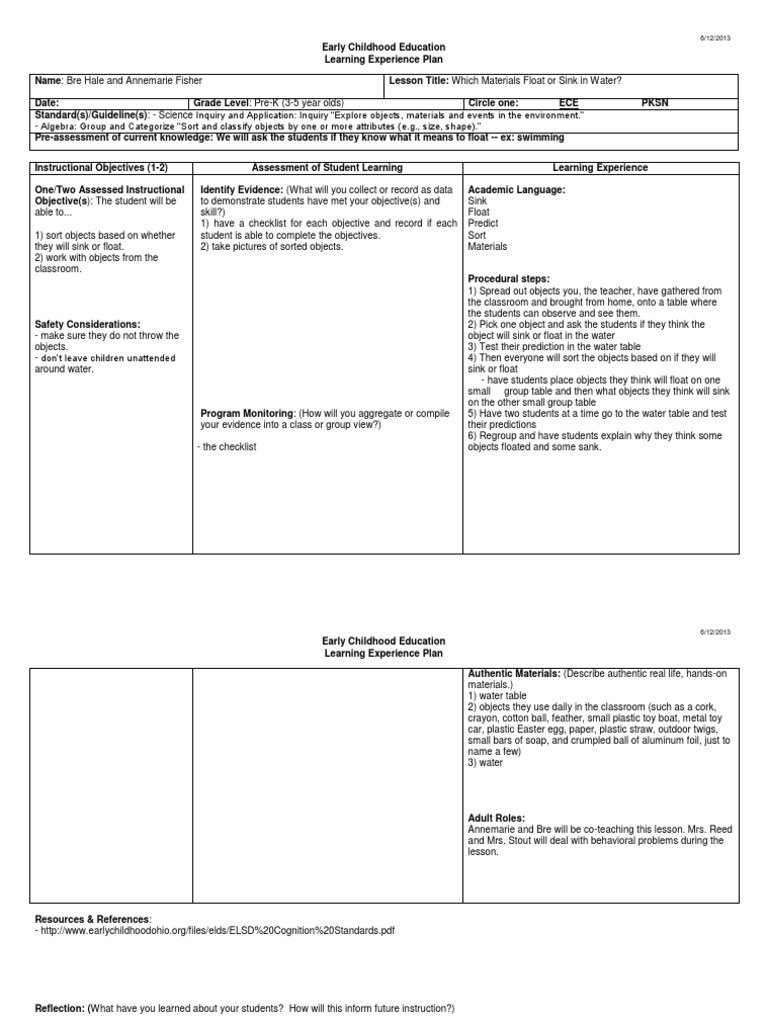 Actual Hook Lesson Plan Early Childhood Education Applied Psychology