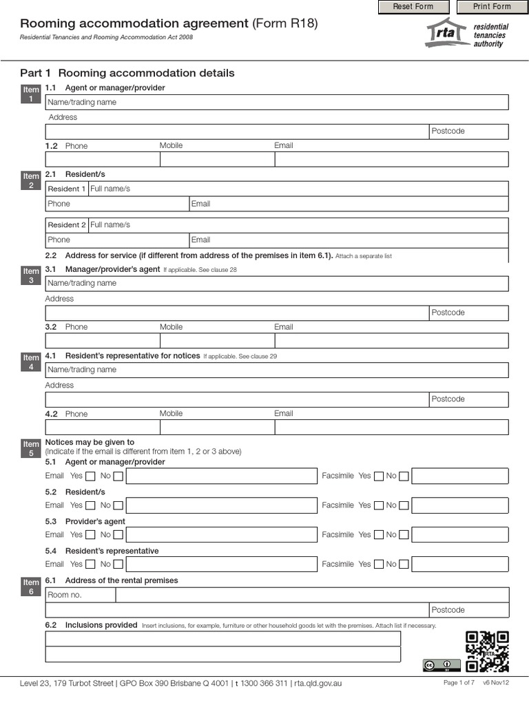 Rooming Accommodation Agreement R18 | PDF | Renting | Email
