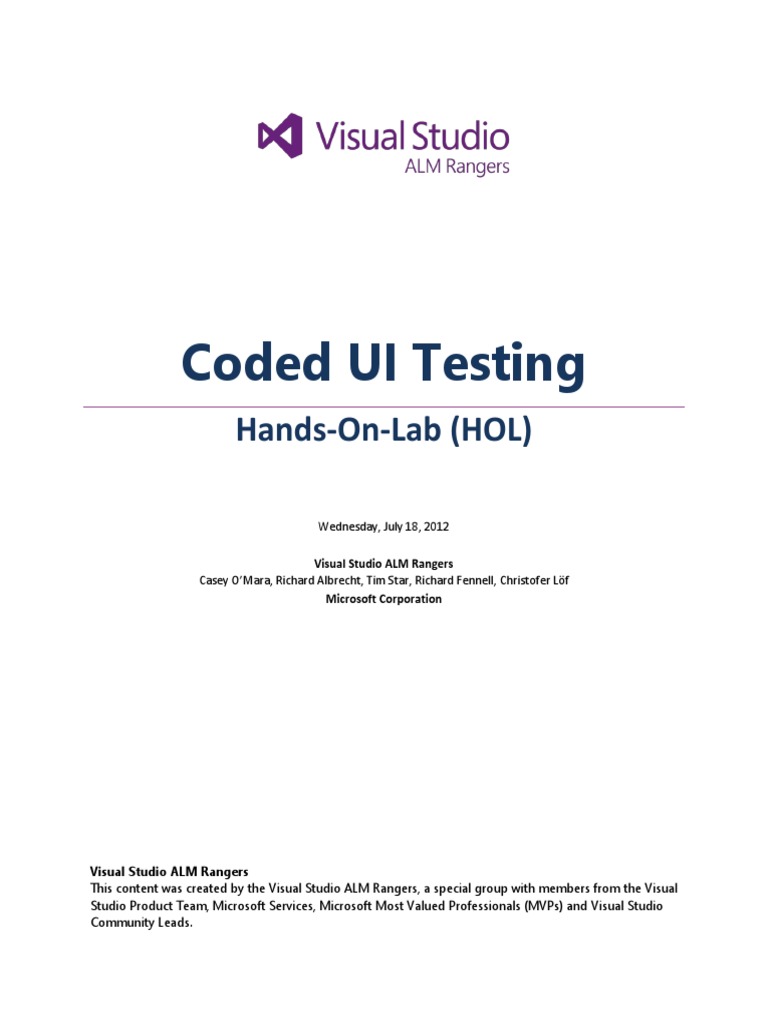 Coded UI Testing HOL | PDF | Microsoft Visual Studio | Hyperlink