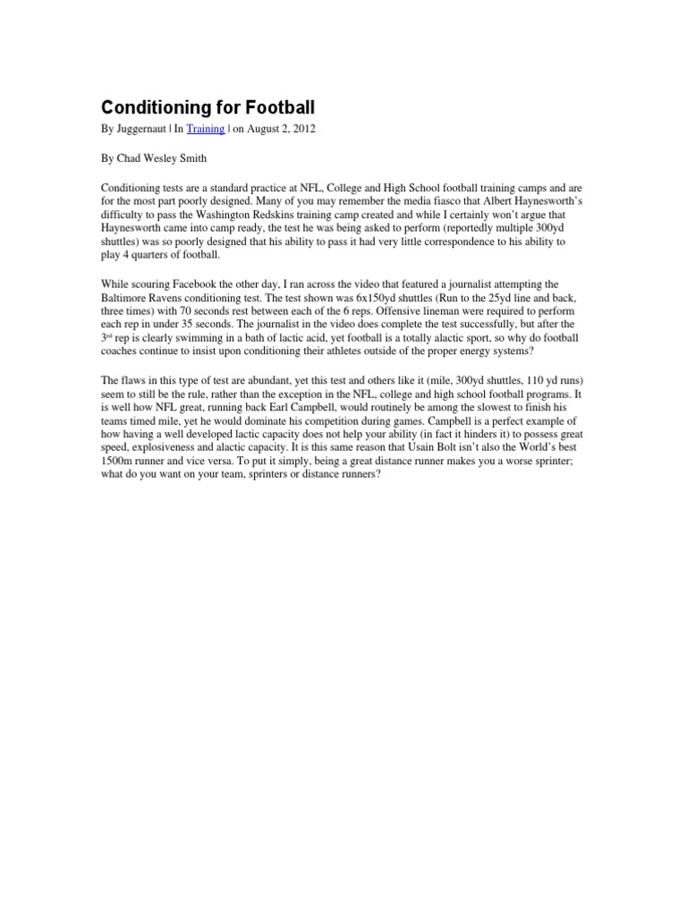 Effective Conditioning for Football Players | PDF | American Football ...
