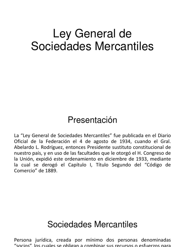 Ley General de Sociedades Mercantiles | PDF | Liquidación | Sociedad de ...