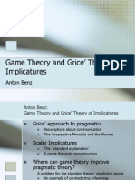 Game Theory and Grice Theory of Implicatures: Anton Benz